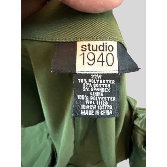 Studio 1940 Olive Green Women's Blazer Jacket With Four Pockets & Button - Picture 7 of 11